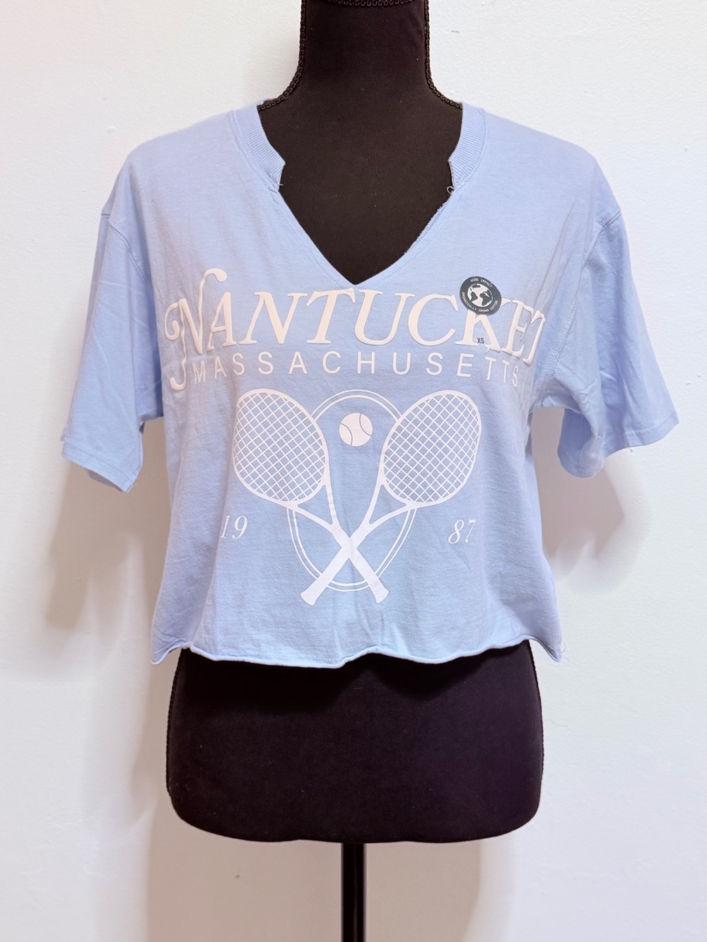 AERO Nantucket Tennis Notch-Neck Boyfriend Graphic Tee XS NWT